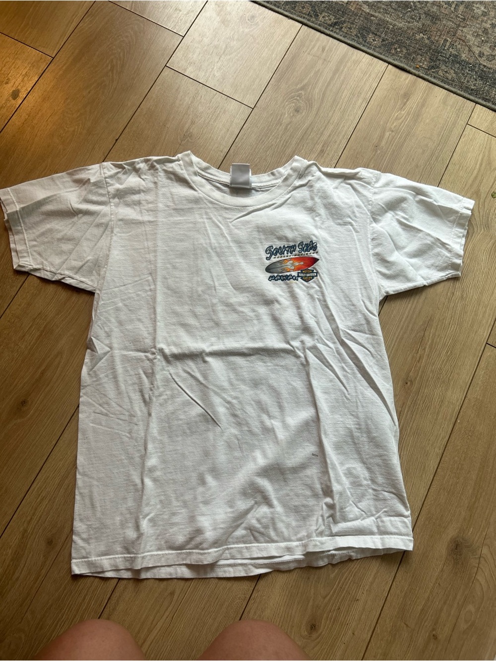 Harley-Davidson White T-Shirt with Orange and Black Logo